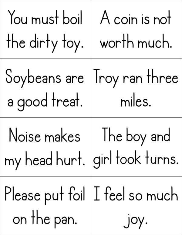 Diphthong Decodable Sentences Game