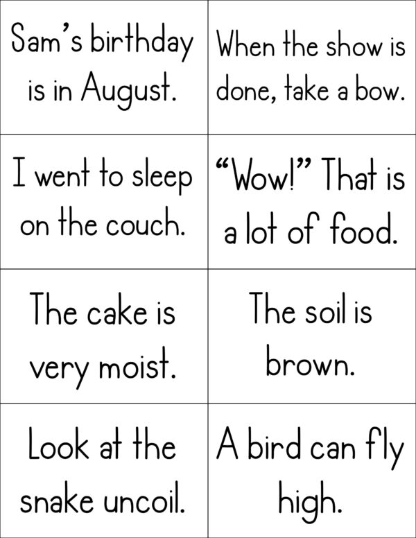 Diphthong Decodable Sentences Game