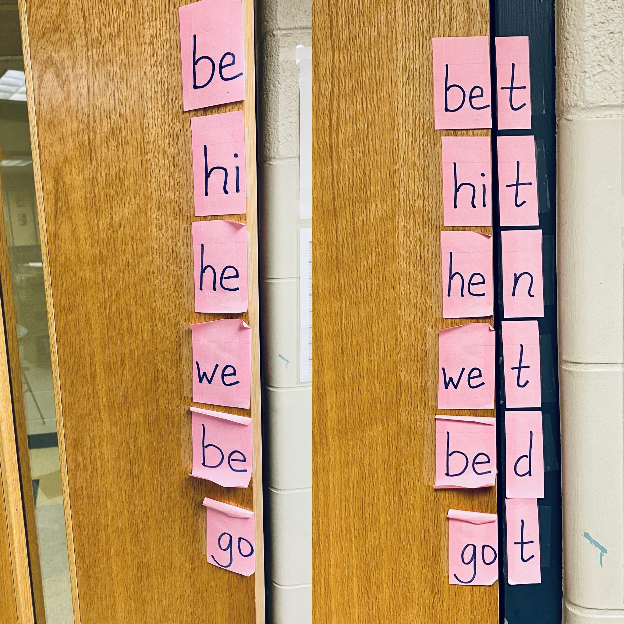 A colleague of mine used the door to demonstrate open and closed syllables.