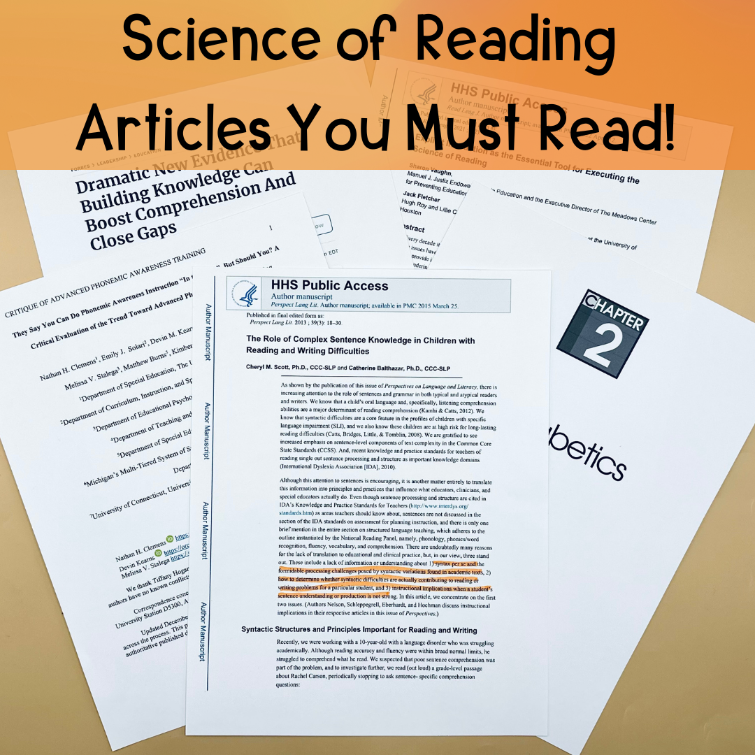 science of reading research articles