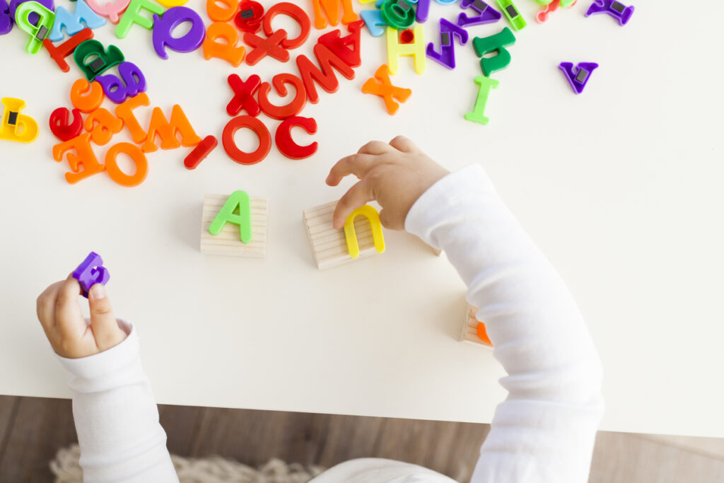 kid learning letters